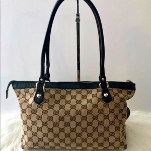 Authentic Gucci Brown Jacquard Shoulder Bag
